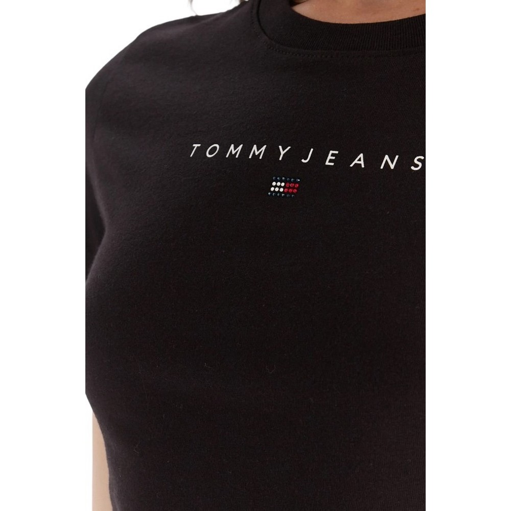 TOMMY JEANS SLIM BLING LINEAR TEE EXT T-SHIRT ΜΠΛΟΥΖΑ ΓΥΝΑΙΚΕΙΑ BLACK