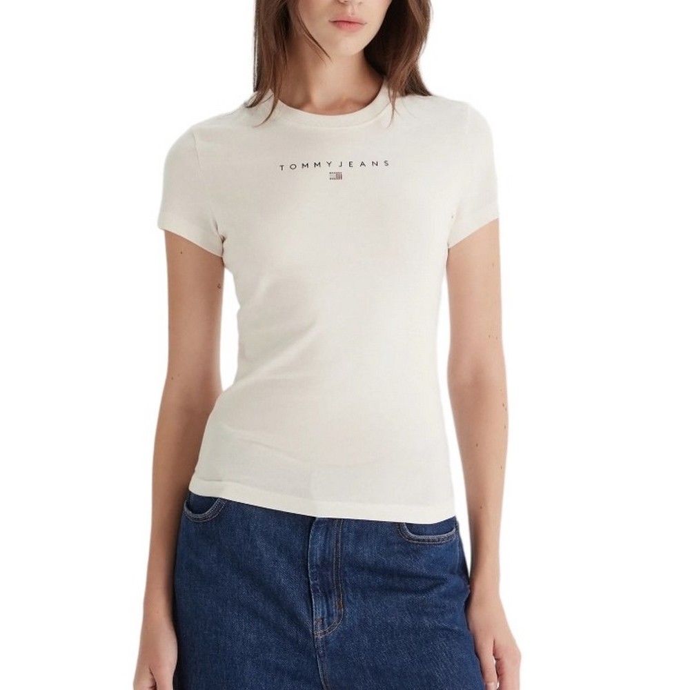 TOMMY JEANS SLIM BLING LINEAR TEE EXT T-SHIRT ΜΠΛΟΥΖΑ ΓΥΝΑΙΚΕΙΑ WHITE