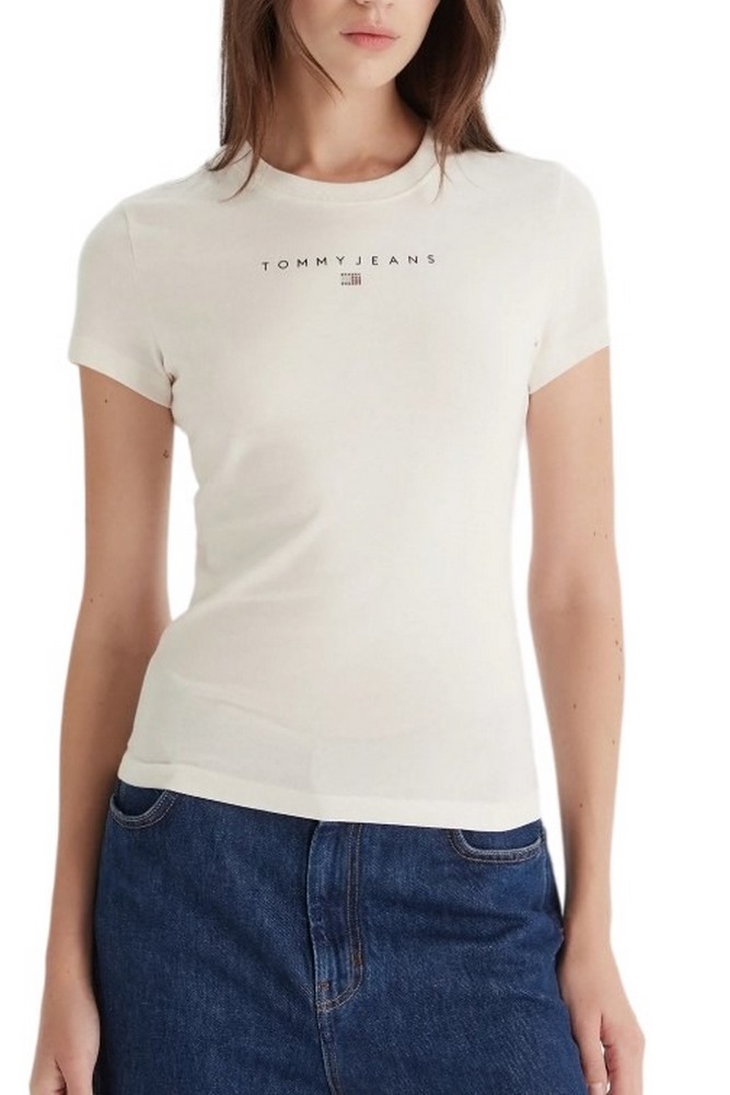TOMMY JEANS SLIM BLING LINEAR TEE EXT T-SHIRT ΜΠΛΟΥΖΑ ΓΥΝΑΙΚΕΙΑ WHITE