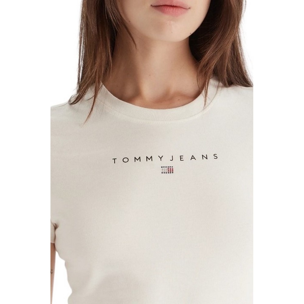 TOMMY JEANS SLIM BLING LINEAR TEE EXT T-SHIRT ΜΠΛΟΥΖΑ ΓΥΝΑΙΚΕΙΑ WHITE