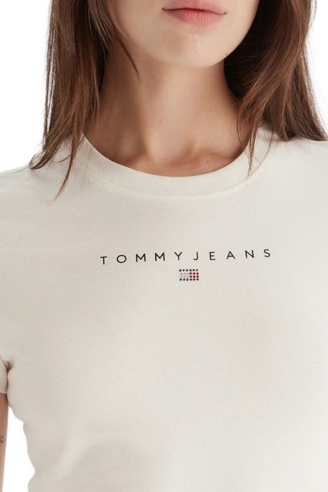TOMMY JEANS SLIM BLING LINEAR TEE EXT T-SHIRT ΜΠΛΟΥΖΑ ΓΥΝΑΙΚΕΙΑ WHITE