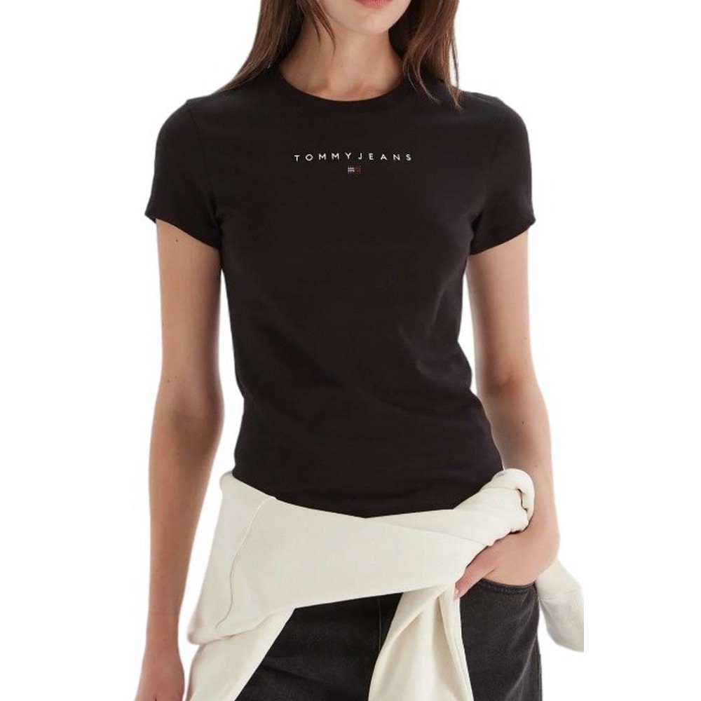 TOMMY JEANS SLIM BLING LINEAR TEE EXT T-SHIRT ΜΠΛΟΥΖΑ ΓΥΝΑΙΚΕΙΑ BLACK