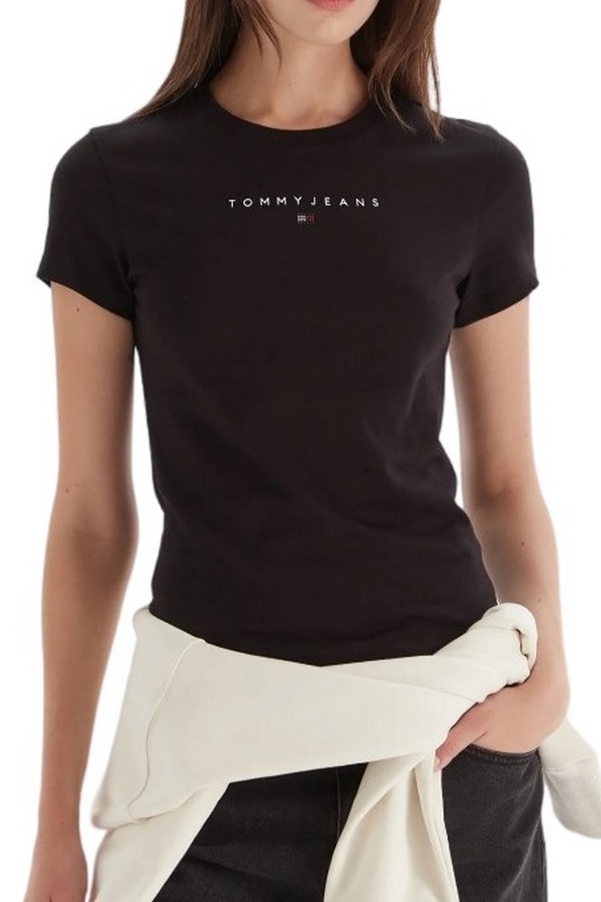 TOMMY JEANS SLIM BLING LINEAR TEE EXT T-SHIRT ΜΠΛΟΥΖΑ ΓΥΝΑΙΚΕΙΑ BLACK