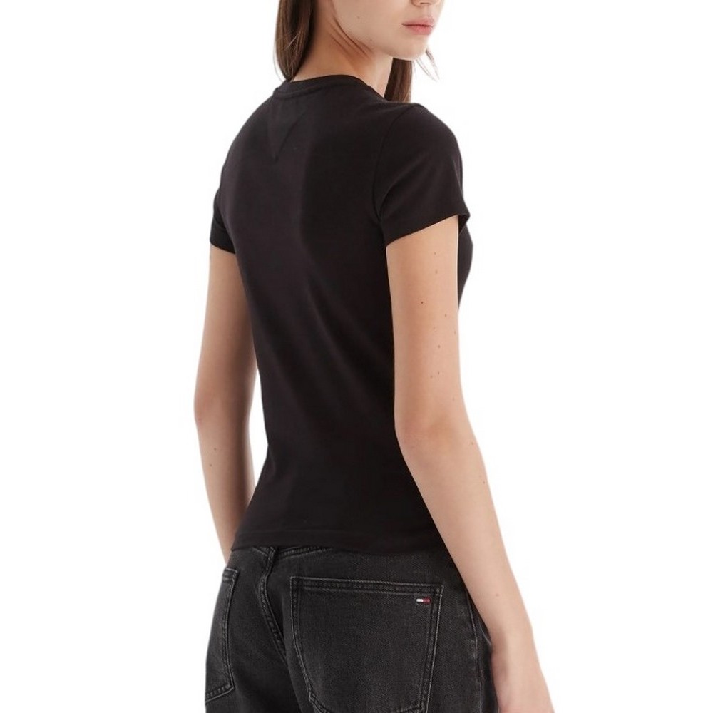 TOMMY JEANS SLIM BLING LINEAR TEE EXT T-SHIRT ΜΠΛΟΥΖΑ ΓΥΝΑΙΚΕΙΑ BLACK