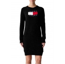 TOMMY JEANS SPARKLE FLAG SWEATER DRESS ΦΟΡΕΜΑ ΠΛΕΚΤΟ ΓΥΝΑΙΚΕΙΟ BLACK