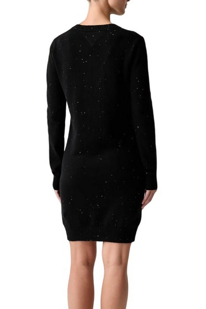 TOMMY JEANS SPARKLE FLAG SWEATER DRESS ΦΟΡΕΜΑ ΠΛΕΚΤΟ ΓΥΝΑΙΚΕΙΟ BLACK