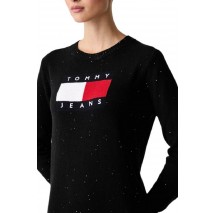 TOMMY JEANS SPARKLE FLAG SWEATER DRESS ΦΟΡΕΜΑ ΠΛΕΚΤΟ ΓΥΝΑΙΚΕΙΟ BLACK
