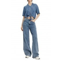 TOMMY JEANS  CHAMBRAY TIE SS SHIRT EXT ΠΟΥΚΑΜΙΣΟ ΓΥΝΑΙΚΕΙΟ BLUΕ DENIM