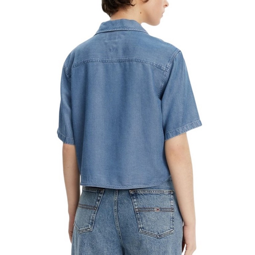 TOMMY JEANS  CHAMBRAY TIE SS SHIRT EXT ΠΟΥΚΑΜΙΣΟ ΓΥΝΑΙΚΕΙΟ BLUΕ DENIM