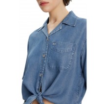 TOMMY JEANS  CHAMBRAY TIE SS SHIRT EXT ΠΟΥΚΑΜΙΣΟ ΓΥΝΑΙΚΕΙΟ BLUΕ DENIM