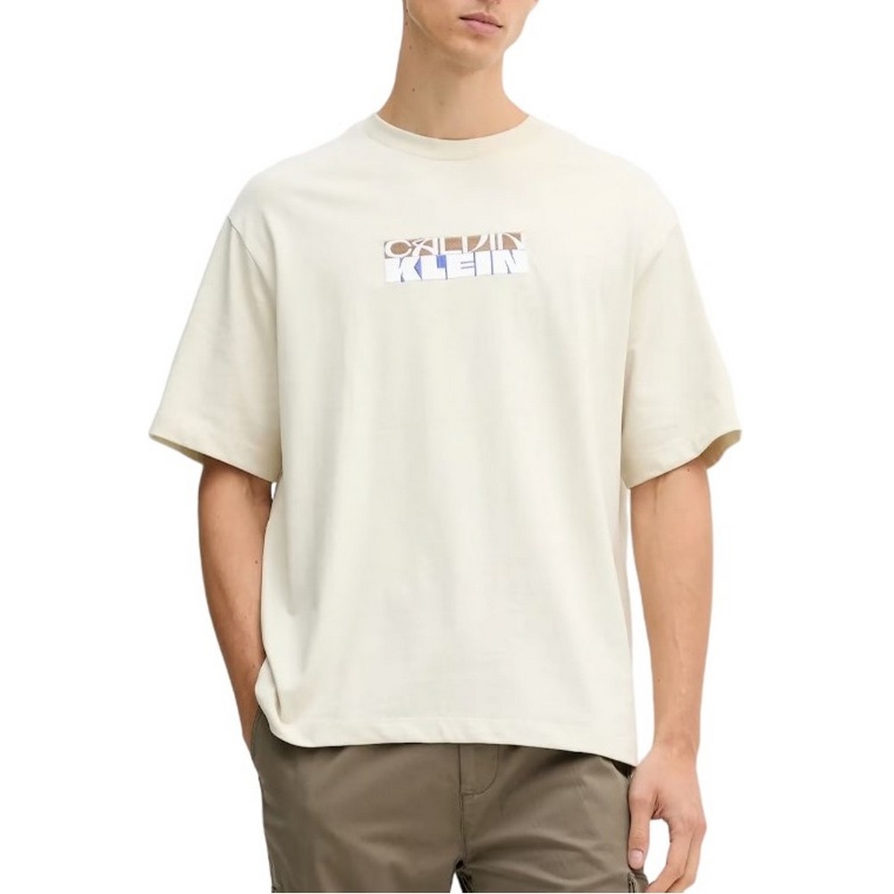 CALVIN KLEIN JEANS 16S TC CALVIN KLEIN BLOCK GRA T-SHIRT ΜΠΛΟΥΖΑ ΑΝΔΡΙΚΗ ECRU