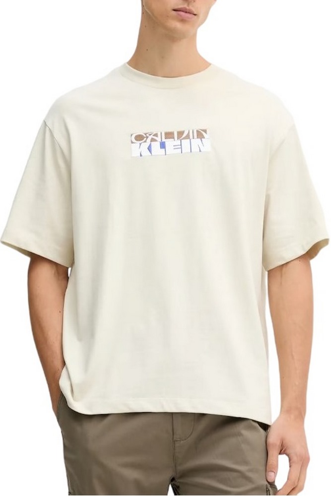 CALVIN KLEIN JEANS 16S TC CALVIN KLEIN BLOCK GRA T-SHIRT ΜΠΛΟΥΖΑ ΑΝΔΡΙΚΗ ECRU