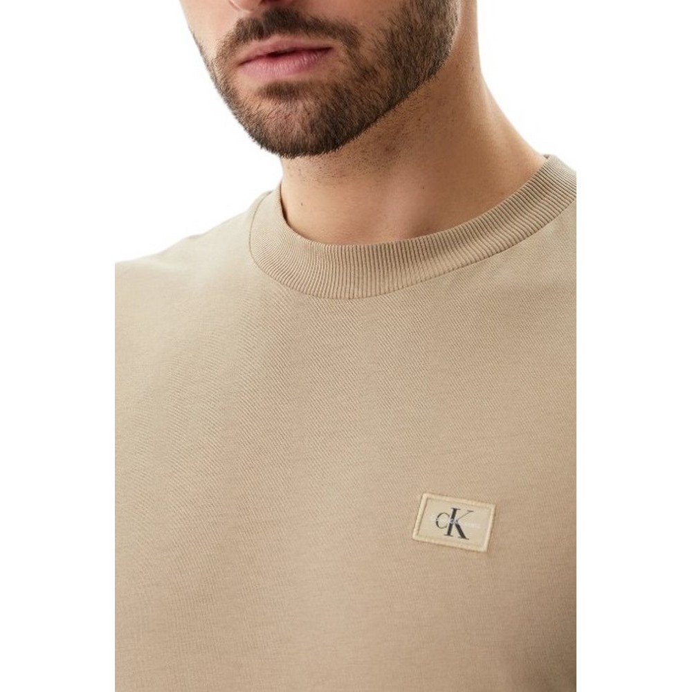 CALVIN KLEIN JEANS WOVEN LABEL REGULAR TEE T-SHIRT ΜΠΛΟΥΖΑ ΑΝΔΡΙΚΗ BEIGE