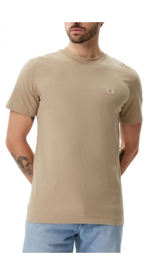 CALVIN KLEIN JEANS WOVEN LABEL REGULAR TEE T-SHIRT ΜΠΛΟΥΖΑ ΑΝΔΡΙΚΗ BEIGE