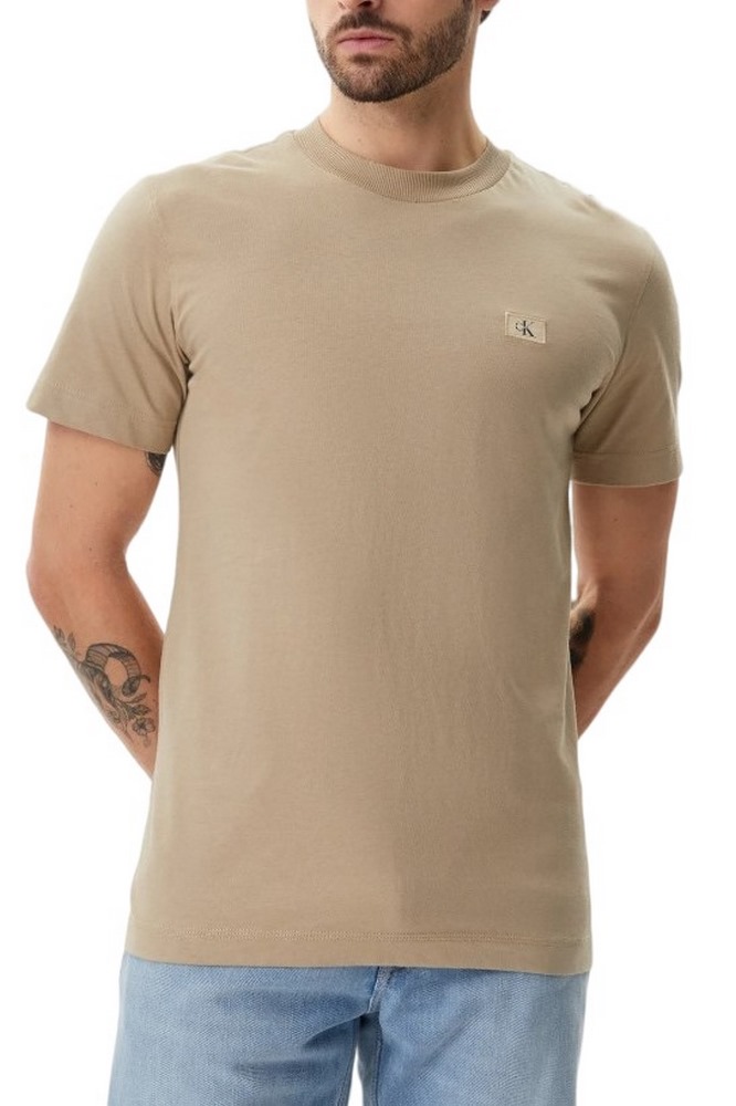 CALVIN KLEIN JEANS WOVEN LABEL REGULAR TEE T-SHIRT ΜΠΛΟΥΖΑ ΑΝΔΡΙΚΗ BEIGE