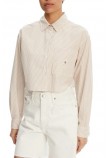 CALVIN KLEIN JEANS WOVEN LABEL CROPPED SHIRT ΠΟΥΚΑΜΙΣΟ ΓΥΝΑΙΚΕΙΟ WHITE/BROWN