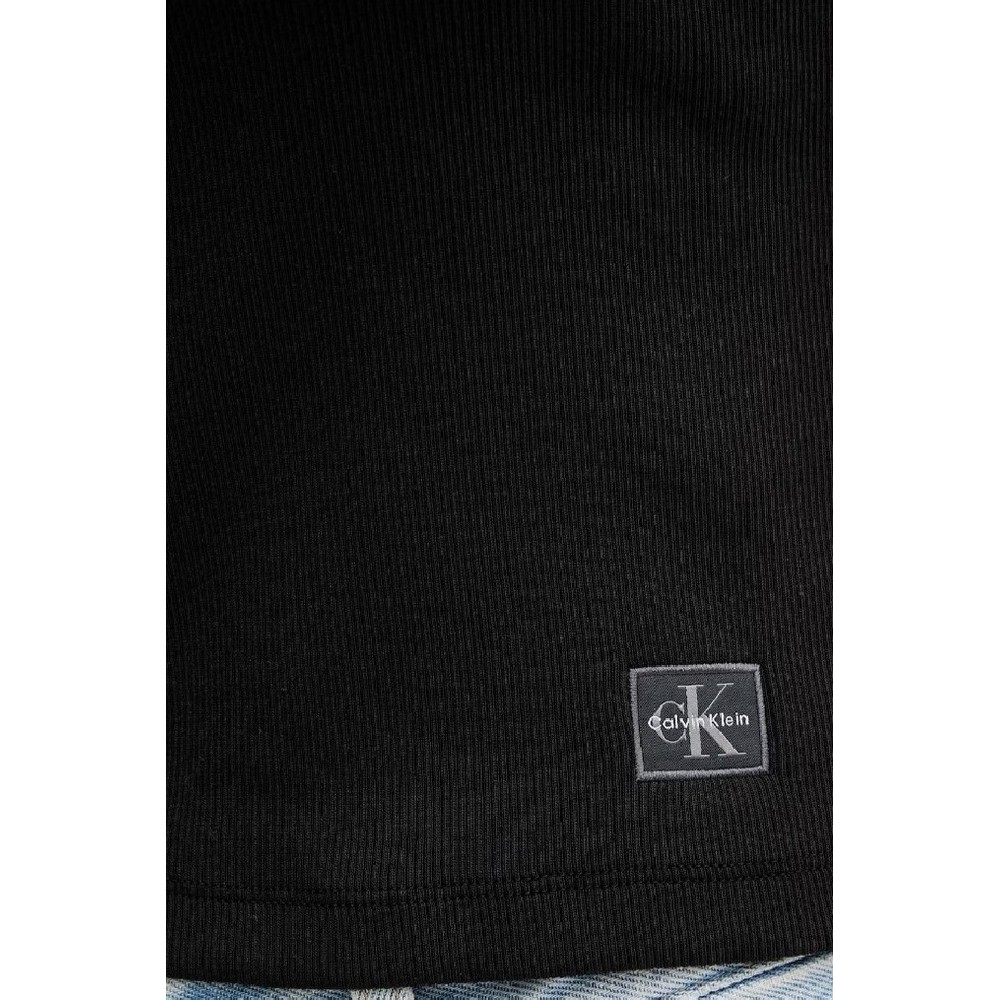 CALVIN KLEIN JEANS WOVEN LABEL SL QZ TOP ΤΟΠ ΓΥΝΑΙΚΕΙΟ BLACK