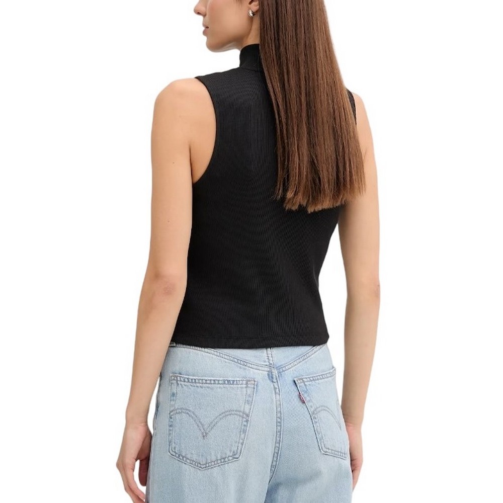 CALVIN KLEIN JEANS WOVEN LABEL SL QZ TOP ΤΟΠ ΓΥΝΑΙΚΕΙΟ BLACK