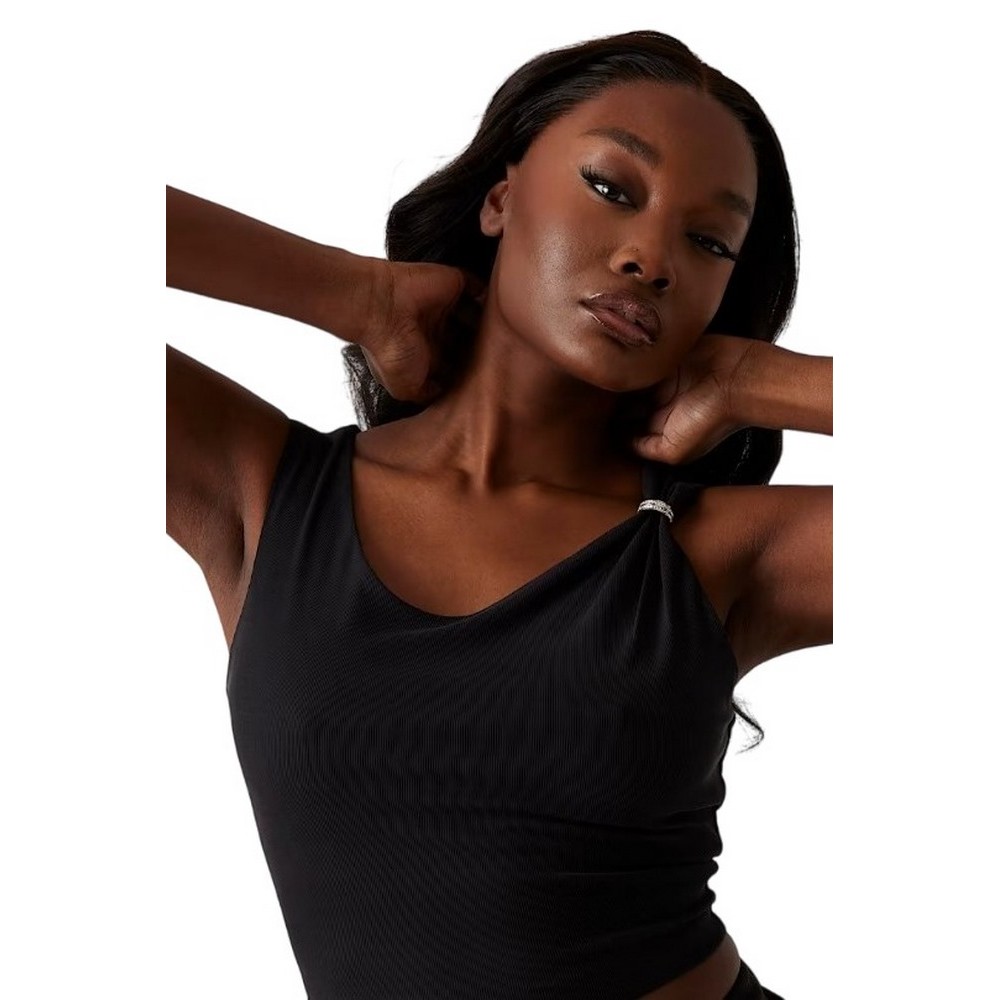 GUESS AIMEE SS JEWEL DRAP TOP ΤΟΠ ΓΥΝΑΙΚΕΙΟ BLACK