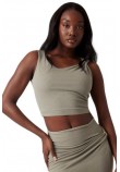 GUESS AIMEE SS JEWEL DRAP TOP ΤΟΠ ΓΥΝΑΙΚΕΙΟ KHAKI