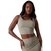 GUESS AIMEE SS JEWEL DRAP TOP ΤΟΠ ΓΥΝΑΙΚΕΙΟ KHAKI