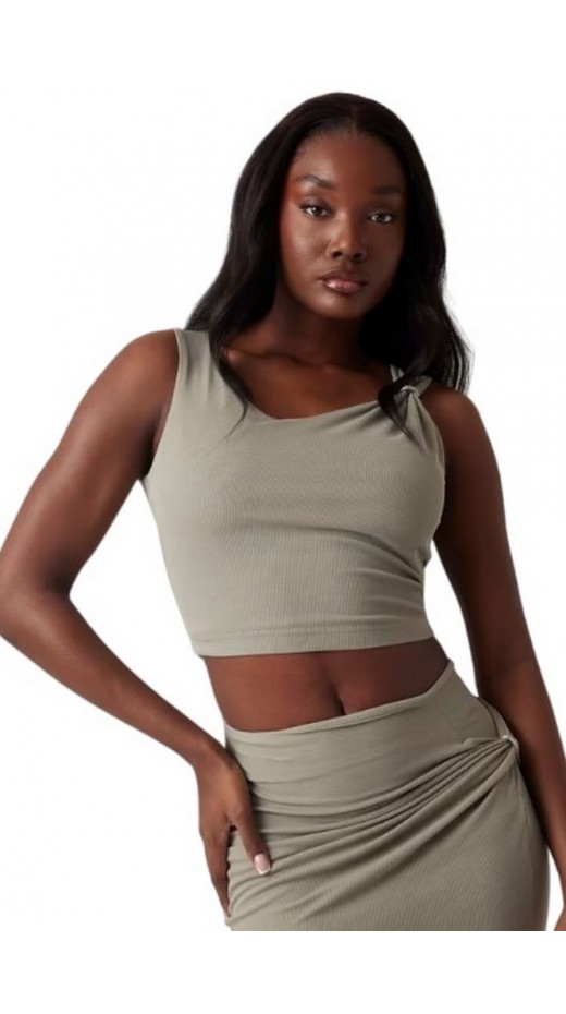 GUESS AIMEE SS JEWEL DRAP TOP ΤΟΠ ΓΥΝΑΙΚΕΙΟ KHAKI