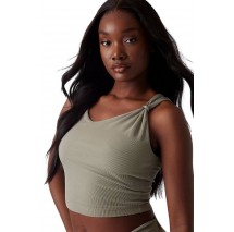 GUESS AIMEE SS JEWEL DRAP TOP ΤΟΠ ΓΥΝΑΙΚΕΙΟ KHAKI