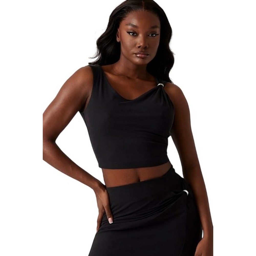 GUESS AIMEE SS JEWEL DRAP TOP ΤΟΠ ΓΥΝΑΙΚΕΙΟ BLACK