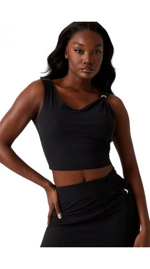 GUESS AIMEE SS JEWEL DRAP TOP ΤΟΠ ΓΥΝΑΙΚΕΙΟ BLACK