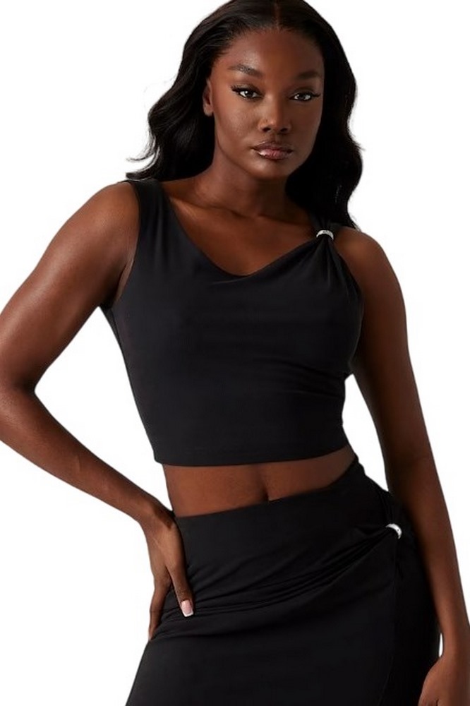 GUESS AIMEE SS JEWEL DRAP TOP ΤΟΠ ΓΥΝΑΙΚΕΙΟ BLACK