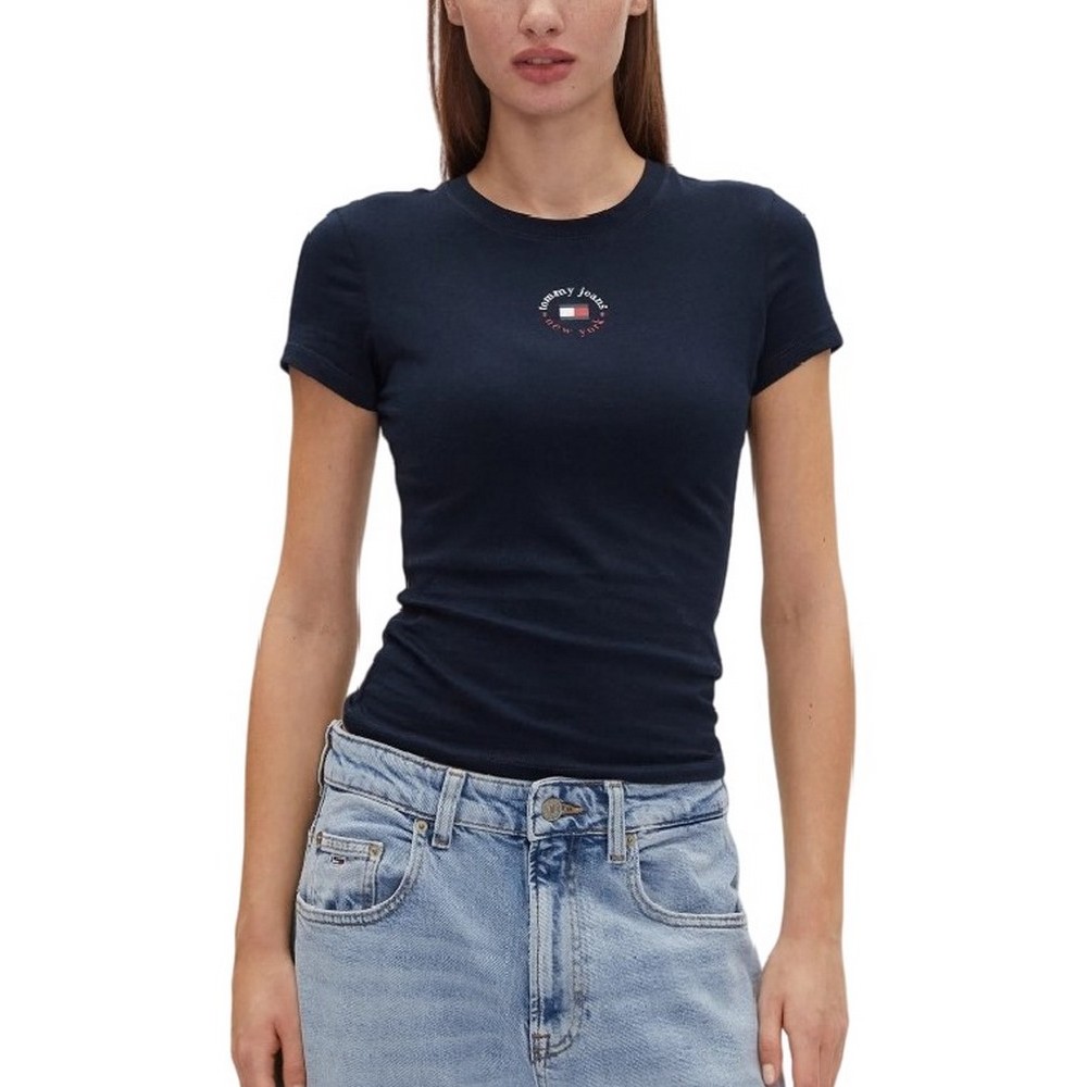 TOMMY JEANS  SLIM ESSENTIAL LOGO 2 TEE T-SHIRT ΜΠΛΟΥΖΑ ΓΥΝΑΙΚΕΙΑ NAVY