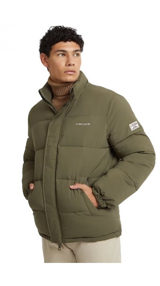 GUESS JEANS REG LENGHT PUFFER JACKET ΜΠΟΥΦΑΝ ΑΝΔΡΙΚΟ KHAKI