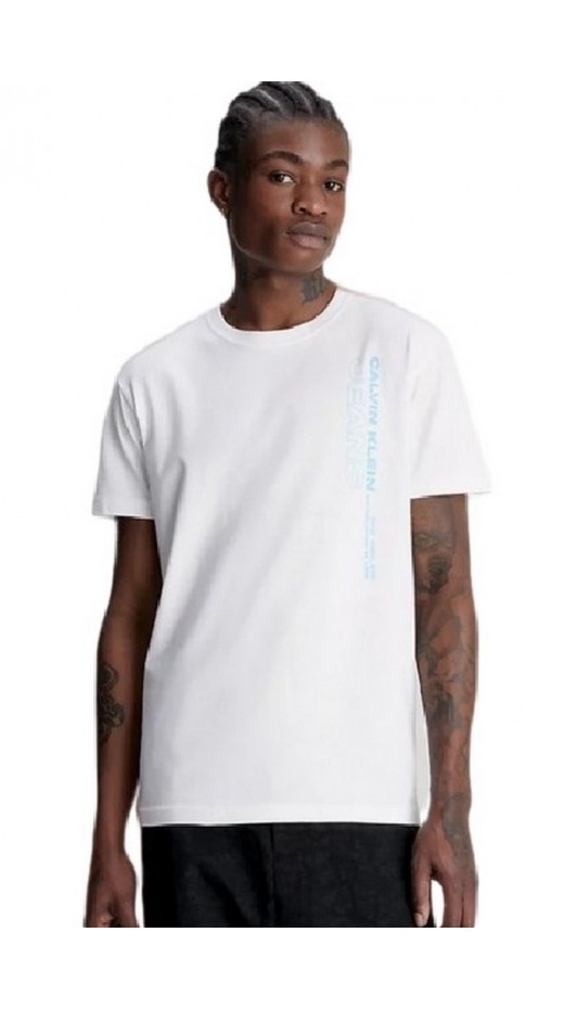 CALVIN JEANS JEANS STACKED OUTLINE LOGO TEE T-SHIRT ΑΝΔΡΙΚΟ WHITE