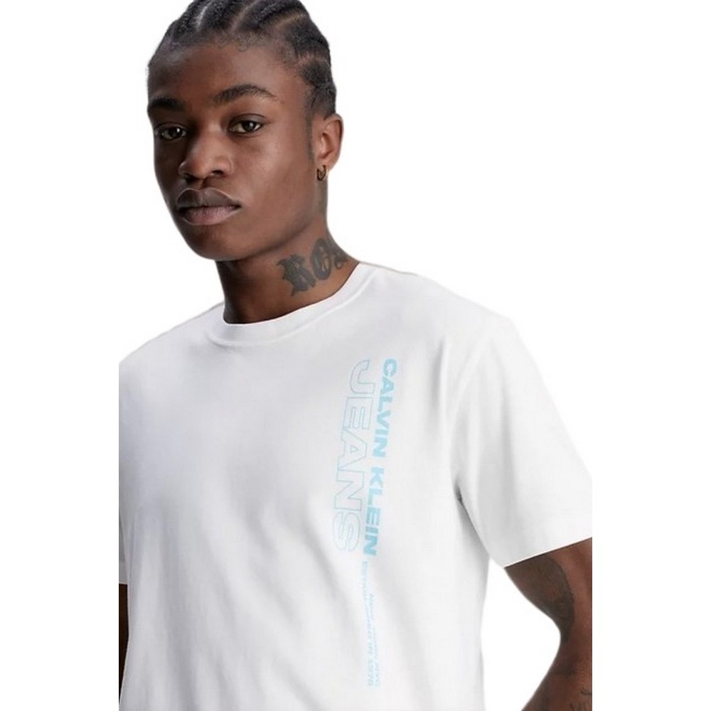 CALVIN JEANS JEANS STACKED OUTLINE LOGO TEE T-SHIRT ΑΝΔΡΙΚΟ WHITE