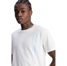 CALVIN JEANS JEANS STACKED OUTLINE LOGO TEE T-SHIRT ΑΝΔΡΙΚΟ WHITE