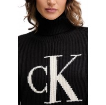 CALVIN KLEIN JEANS BLOWN UP CK LOOSE SWEATER CONTRA ΜΠΛΟΥΖΑ ΠΛΕΚΤΗ ΓΥΝΑΙΚΕΙΑ BLACK