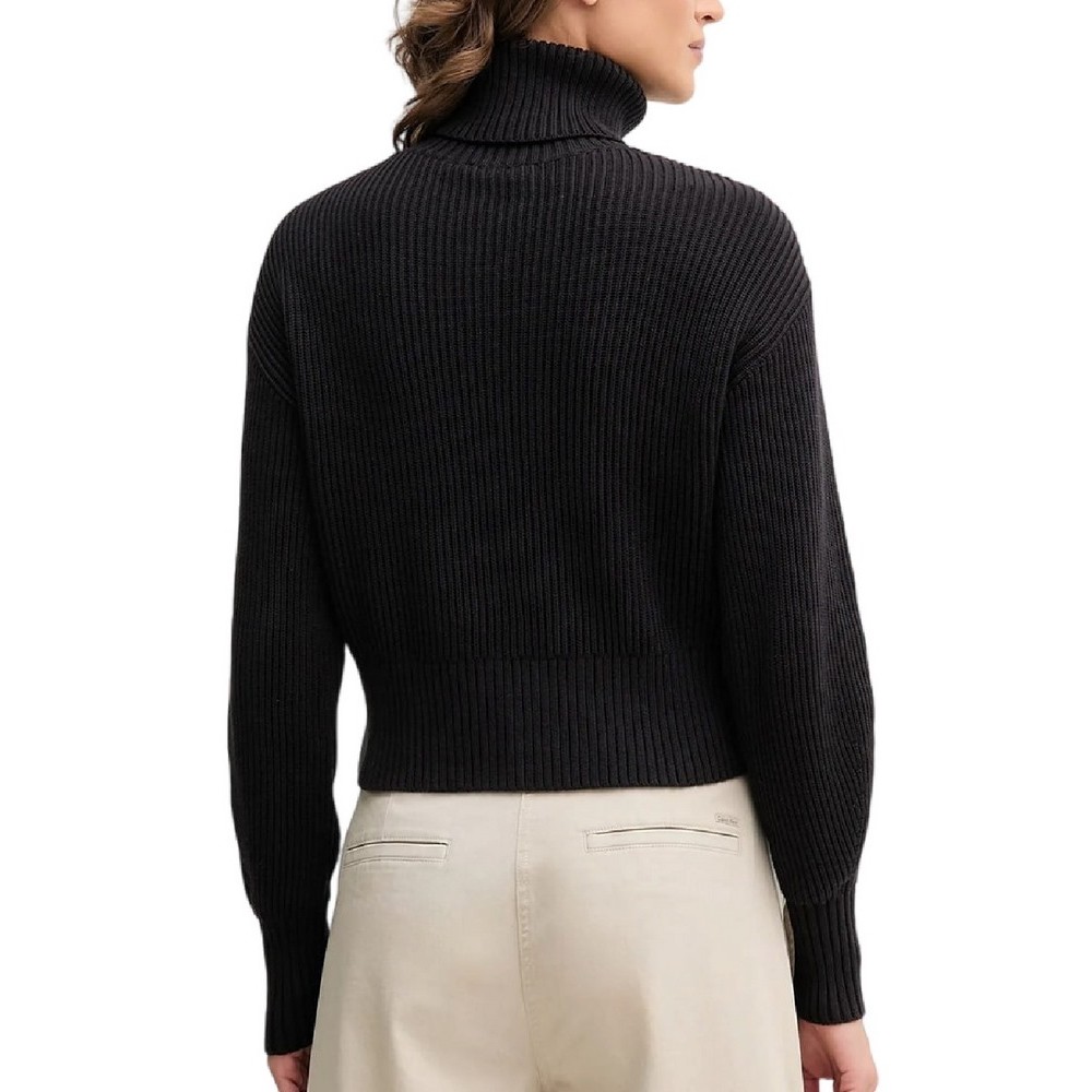 CALVIN KLEIN JEANS BLOWN UP CK LOOSE SWEATER CONTRA ΜΠΛΟΥΖΑ ΠΛΕΚΤΗ ΓΥΝΑΙΚΕΙΑ BLACK