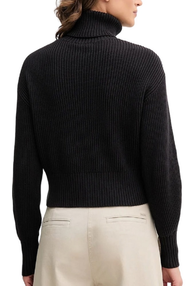 CALVIN KLEIN JEANS BLOWN UP CK LOOSE SWEATER CONTRA ΜΠΛΟΥΖΑ ΠΛΕΚΤΗ ΓΥΝΑΙΚΕΙΑ BLACK