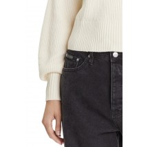 CALVIN KLEIN JEANS BLOWN UP CK LOOSE SWEATER CONTRA ΜΠΛΟΥΖΑ ΠΛΕΚΤΗ ΓΥΝΑΙΚΕΙΑ ECRU