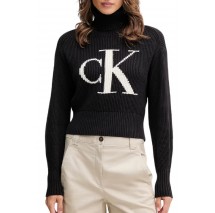 CALVIN KLEIN JEANS BLOWN UP CK LOOSE SWEATER CONTRA ΜΠΛΟΥΖΑ ΠΛΕΚΤΗ ΓΥΝΑΙΚΕΙΑ BLACK