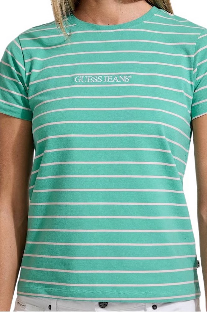 GUESS JEANS CN REG YD STRIPED TEE T-SHIRT ΜΠΛΟΥΖΑ ΓΥΝΑΙΚΕΙΑ PETROL