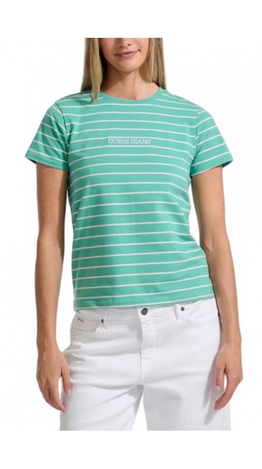 GUESS JEANS CN REG YD STRIPED TEE T-SHIRT ΜΠΛΟΥΖΑ ΓΥΝΑΙΚΕΙΑ PETROL