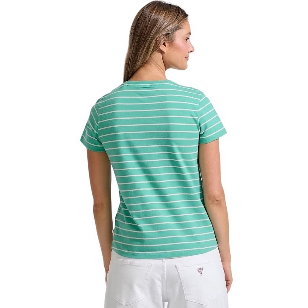 GUESS JEANS CN REG YD STRIPED TEE T-SHIRT ΜΠΛΟΥΖΑ ΓΥΝΑΙΚΕΙΑ PETROL