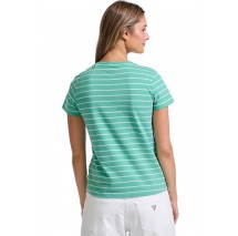 GUESS JEANS CN REG YD STRIPED TEE T-SHIRT ΜΠΛΟΥΖΑ ΓΥΝΑΙΚΕΙΑ PETROL