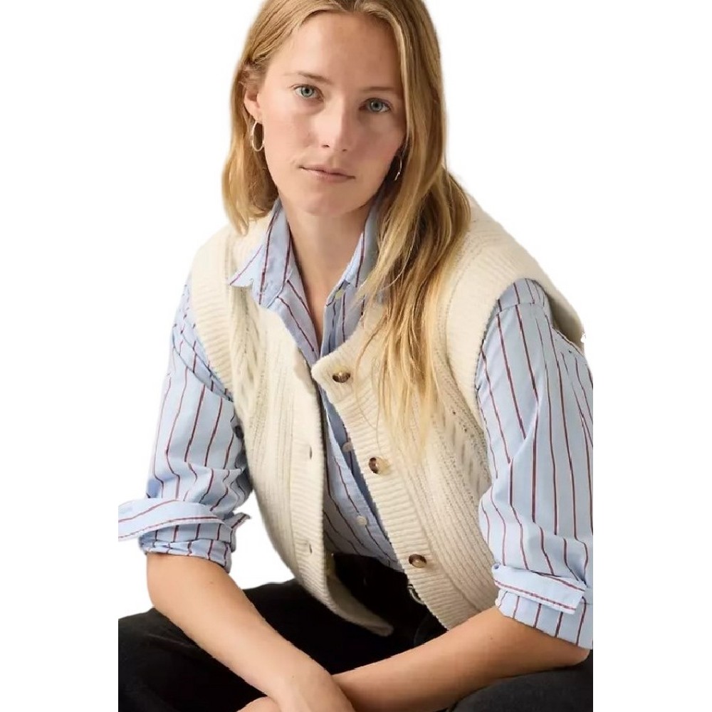 LEVIS® INES CABLE SWEATER VEST TANS ΖΑΚΕΤΑ ΠΛΕΚΤΗ  ΓΥΝΑΙΚΕΙΑ ECRU
