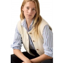LEVIS® INES CABLE SWEATER VEST TANS ΖΑΚΕΤΑ ΠΛΕΚΤΗ  ΓΥΝΑΙΚΕΙΑ ECRU