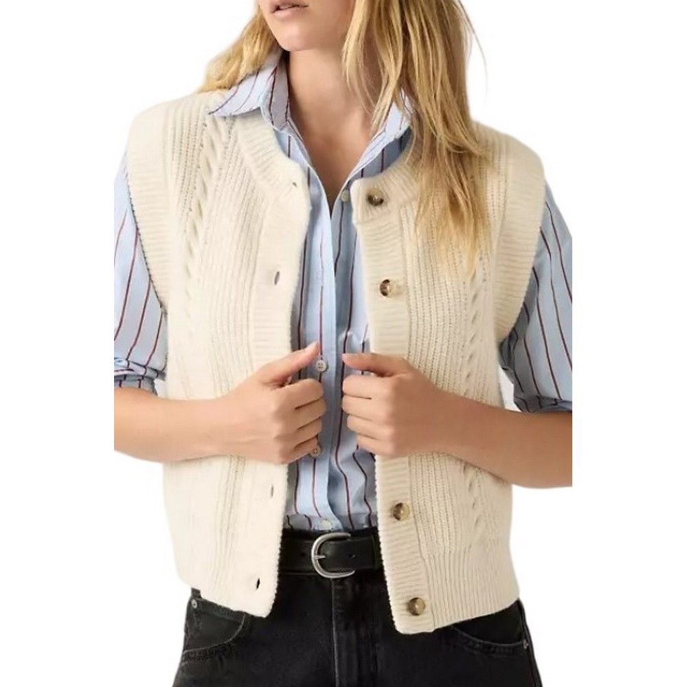 LEVIS® INES CABLE SWEATER VEST TANS ΖΑΚΕΤΑ ΠΛΕΚΤΗ  ΓΥΝΑΙΚΕΙΑ ECRU