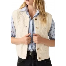 LEVIS® INES CABLE SWEATER VEST TANS ΖΑΚΕΤΑ ΠΛΕΚΤΗ  ΓΥΝΑΙΚΕΙΑ ECRU
