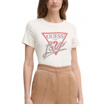 GUESS SS CN TRIANGLE LOVE TEE T-SHIRT ΜΠΛΟΥΖΑ ΓΥΝΑΙΚΕΙΑ WHITE