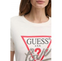 GUESS SS CN TRIANGLE LOVE TEE T-SHIRT ΜΠΛΟΥΖΑ ΓΥΝΑΙΚΕΙΑ WHITE
